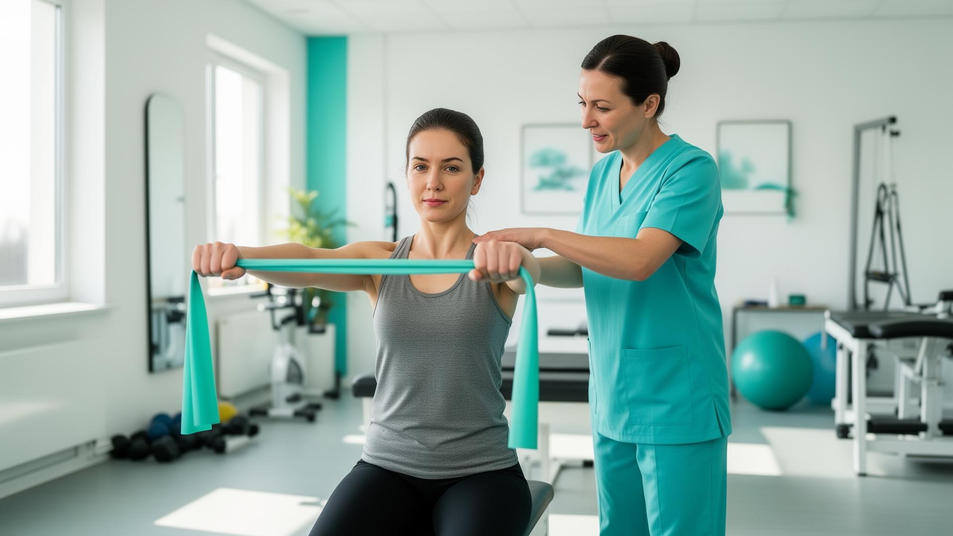 Patient performing guided rehabilitation exercises