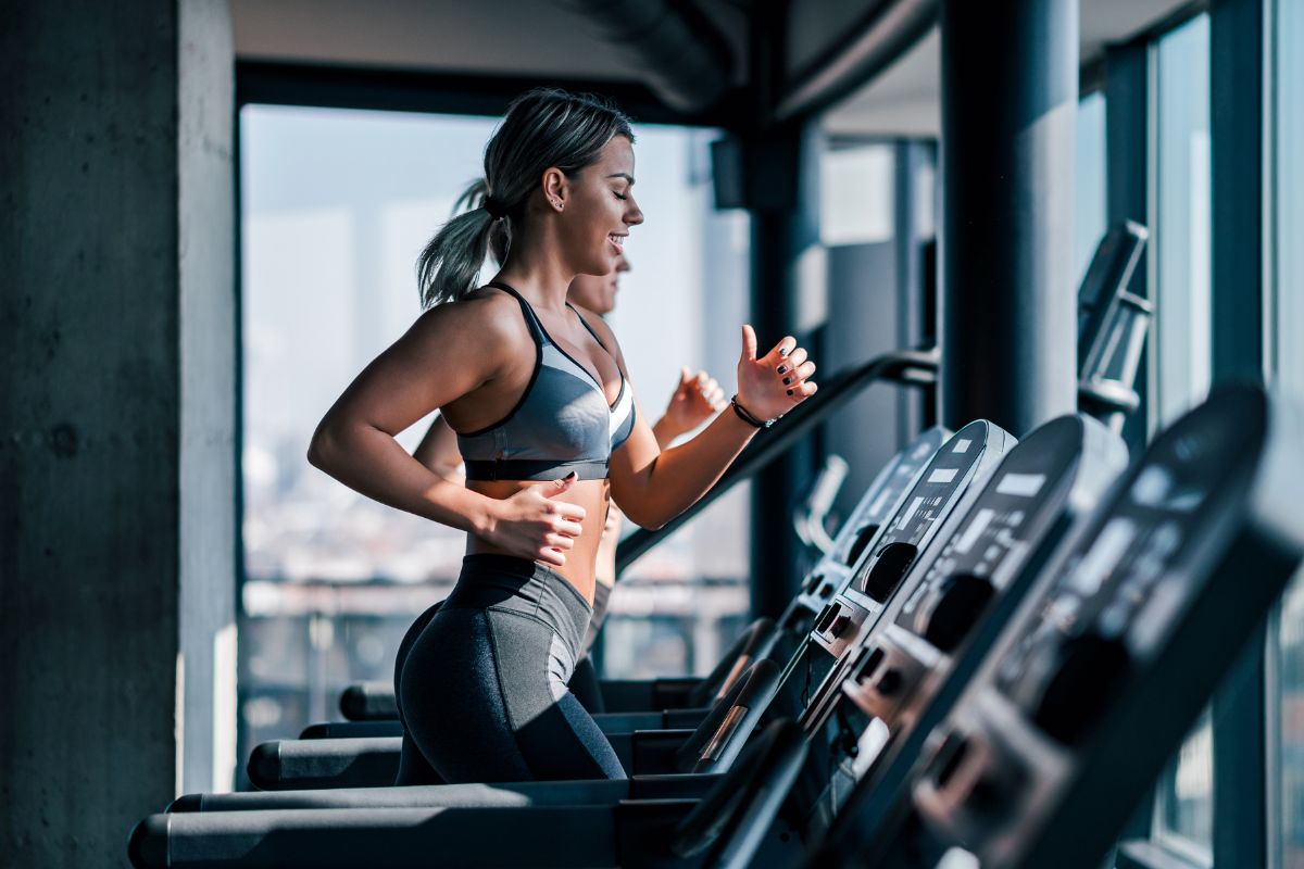 Patient running on a treadmill during conditioning